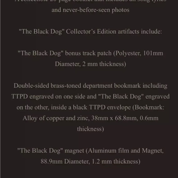 Taylor Swift The Tortured Poets Department Collectors Deluxe CD + The Black Dog - Picture 4 of 4